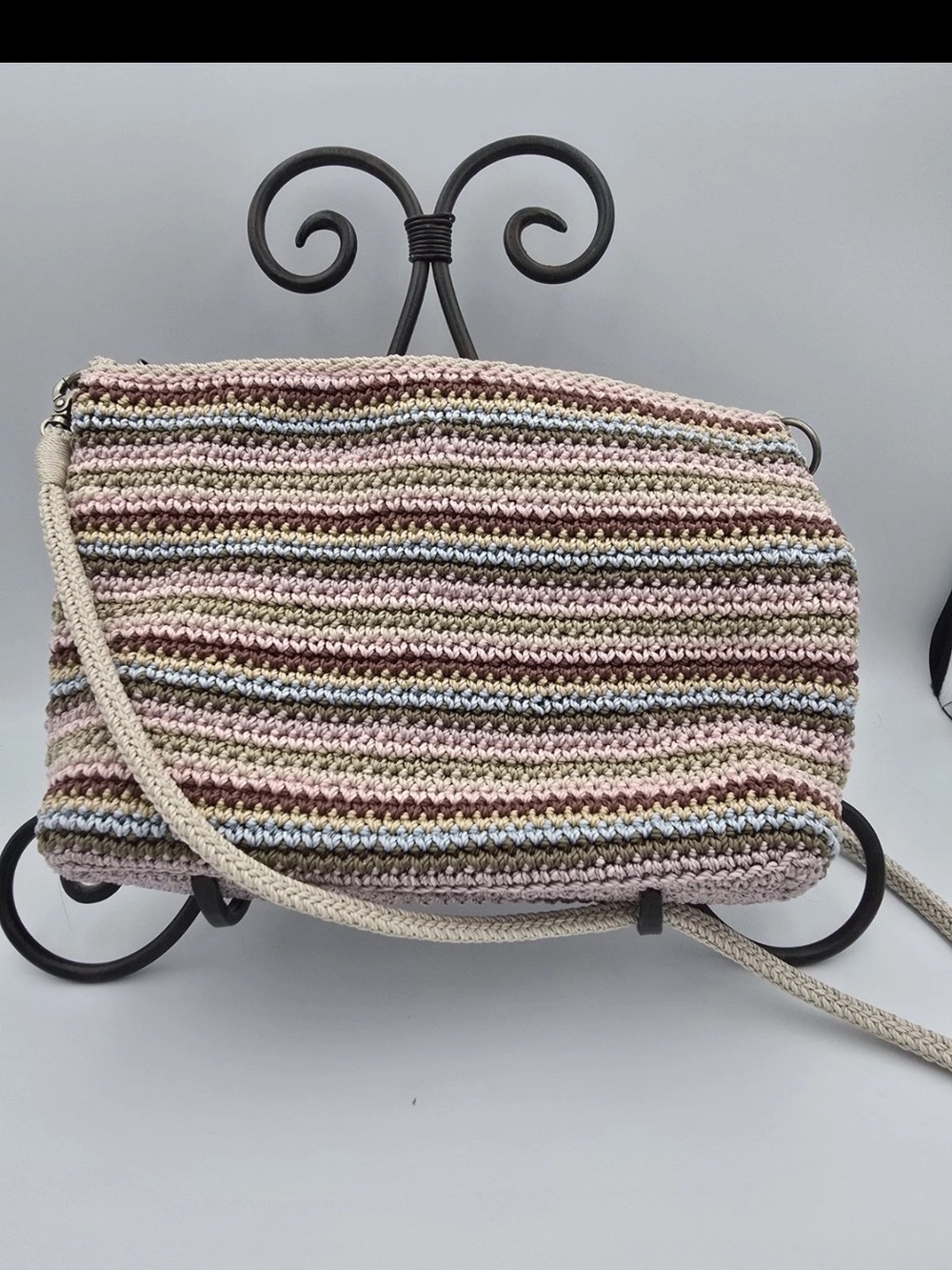 The Sak Striped Woven Crossbody Bag - Pink, Cream, Brown, Blue